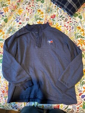 Antigua Blue Jays Navy Zip-Up Fleece Pullover